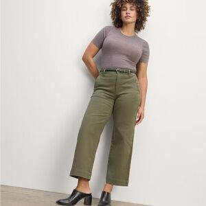 Olive Green Utility Wide-Leg Pants